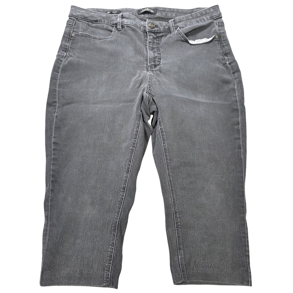 Talbots Flawless Five-Pocket Woman Jeggings Size 16W Charcoal Gray Capri Jeans